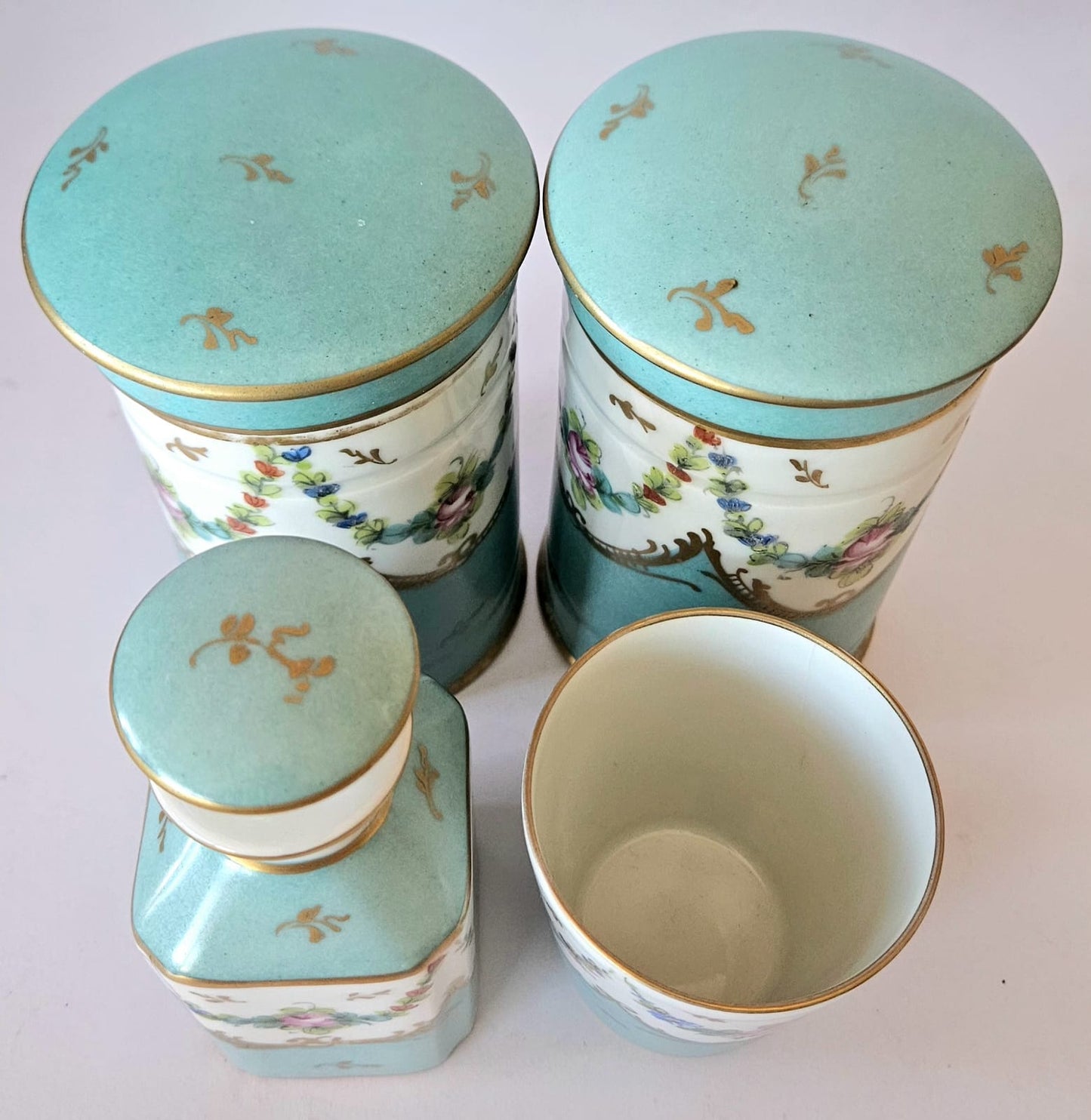 Antique hand-painted Limoges porcelain bathroom/dresser set