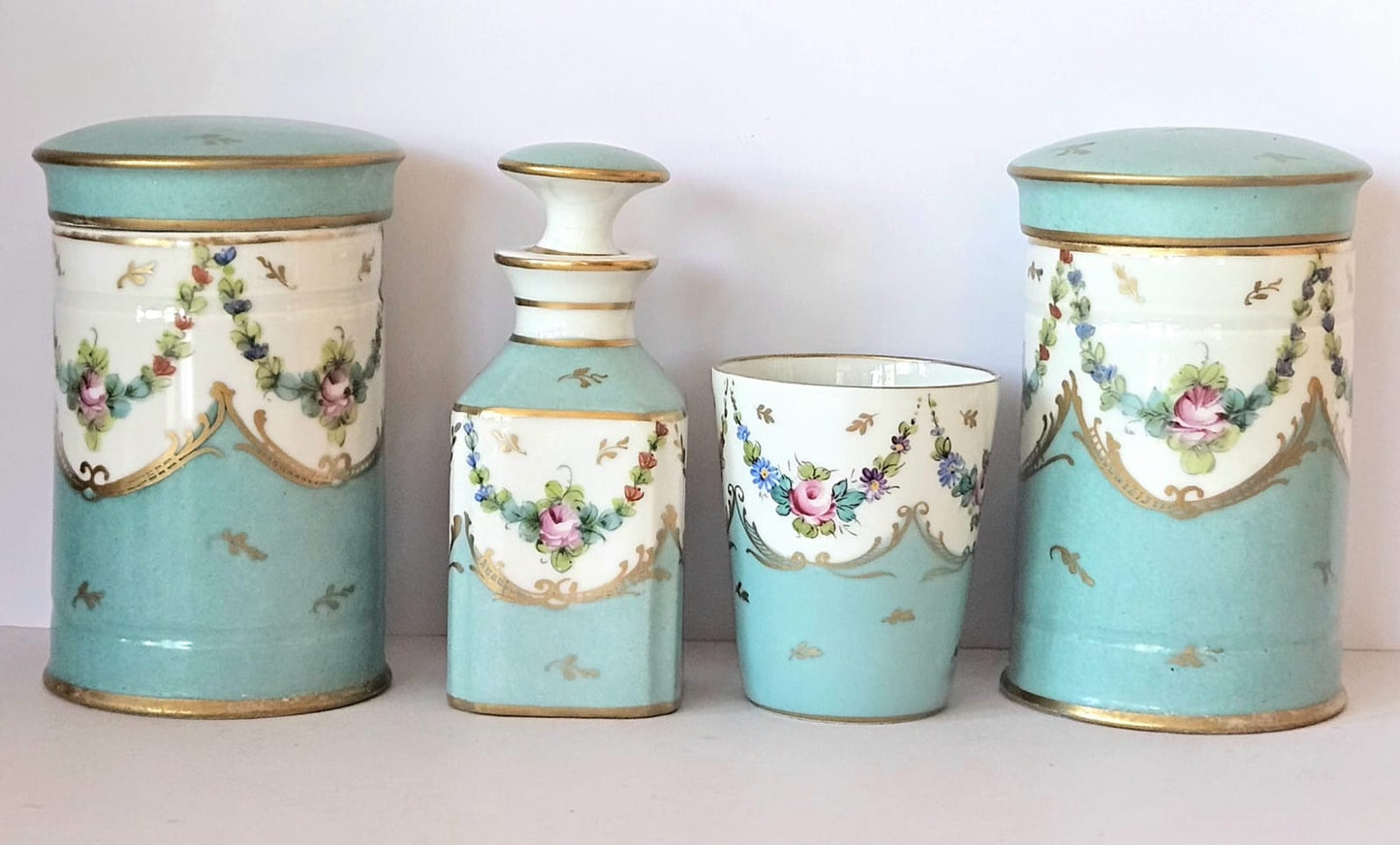 Antique hand-painted Limoges porcelain bathroom/dresser set