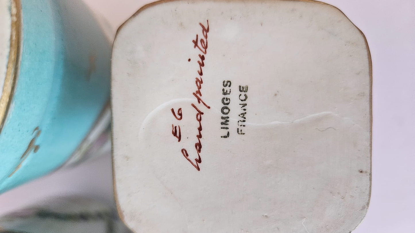 Antique hand-painted Limoges porcelain bathroom/dresser set