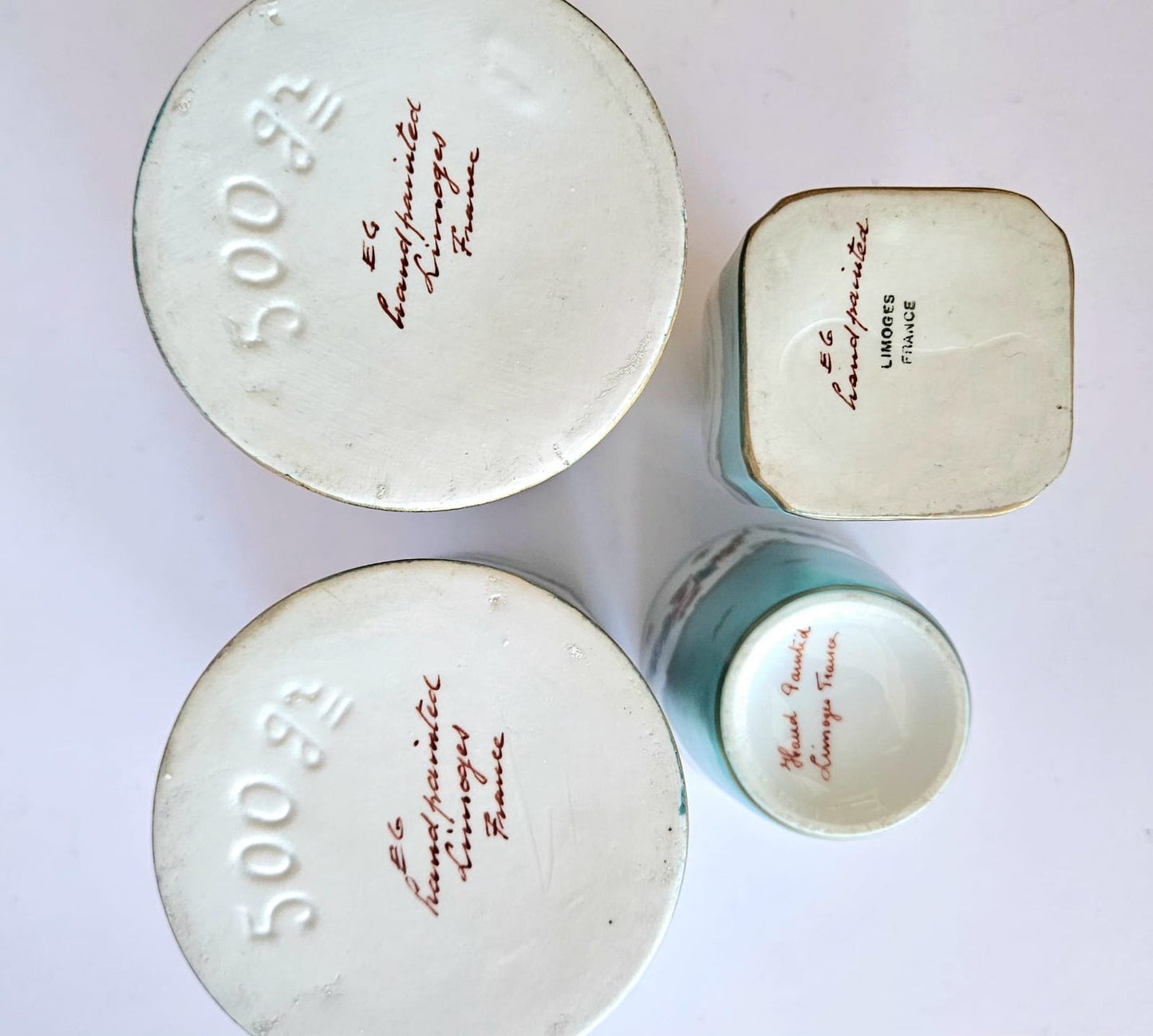 Antique hand-painted Limoges porcelain bathroom/dresser set