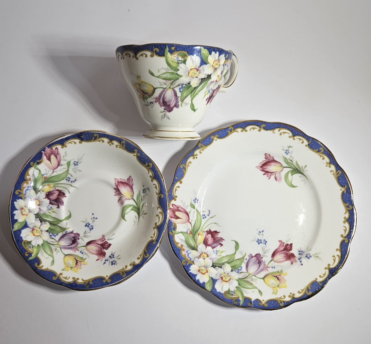 Vintage BELL China "NARCISSUS" (Blue) bone china tea-set 23 pieces