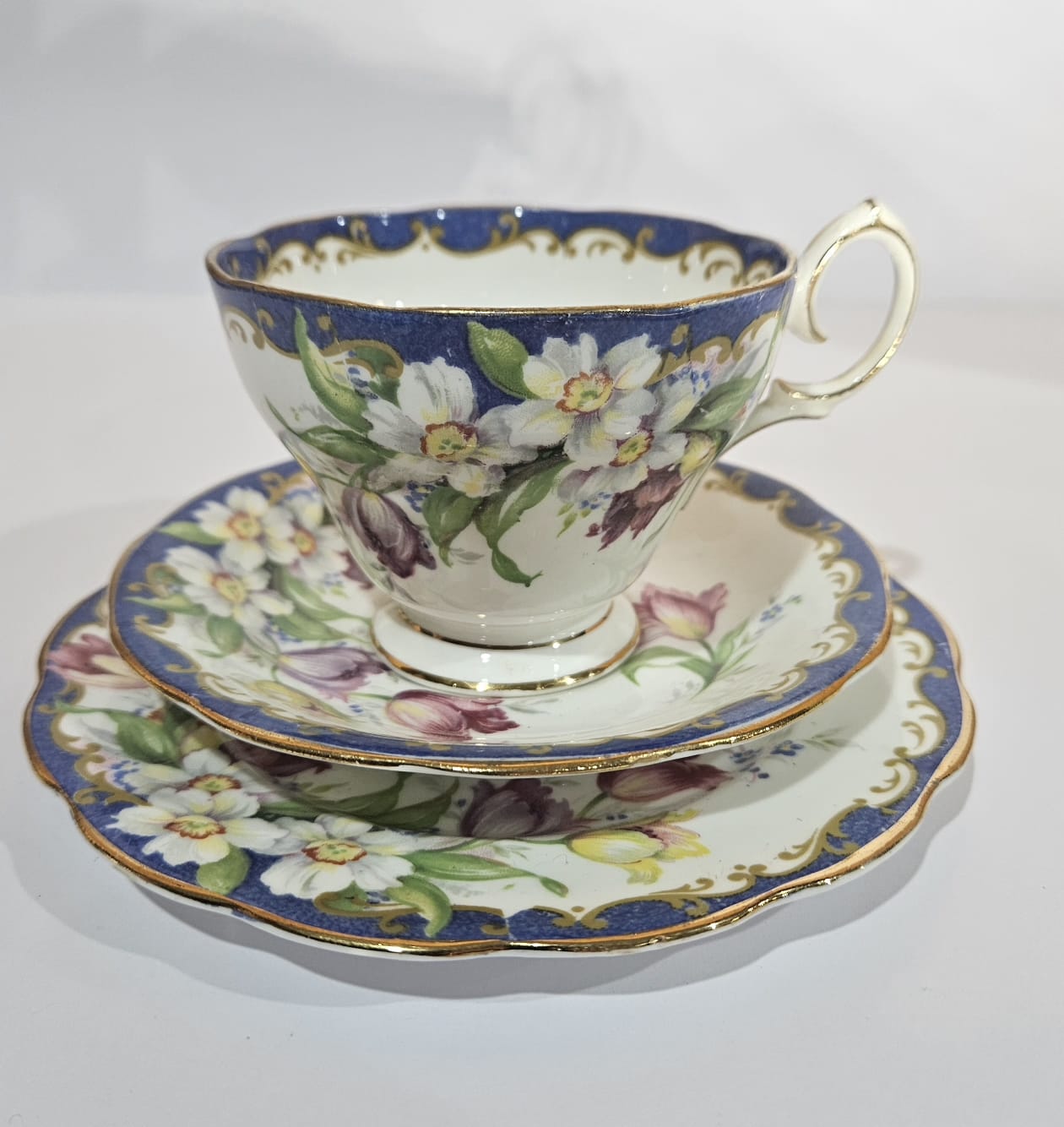 Vintage BELL China "NARCISSUS" (Blue) bone china tea-set 23 pieces