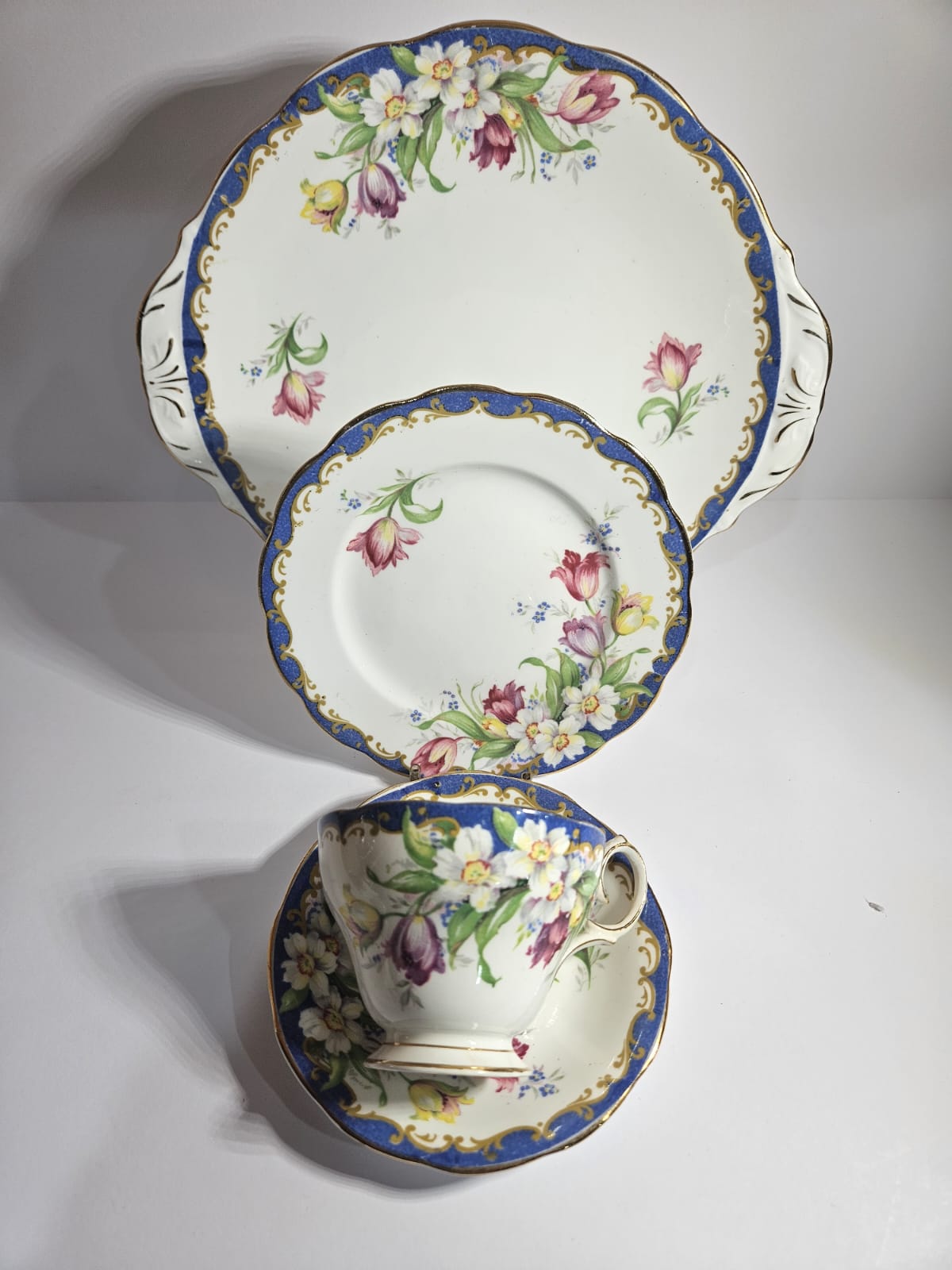 Vintage BELL China "NARCISSUS" (Blue) bone china tea-set 23 pieces