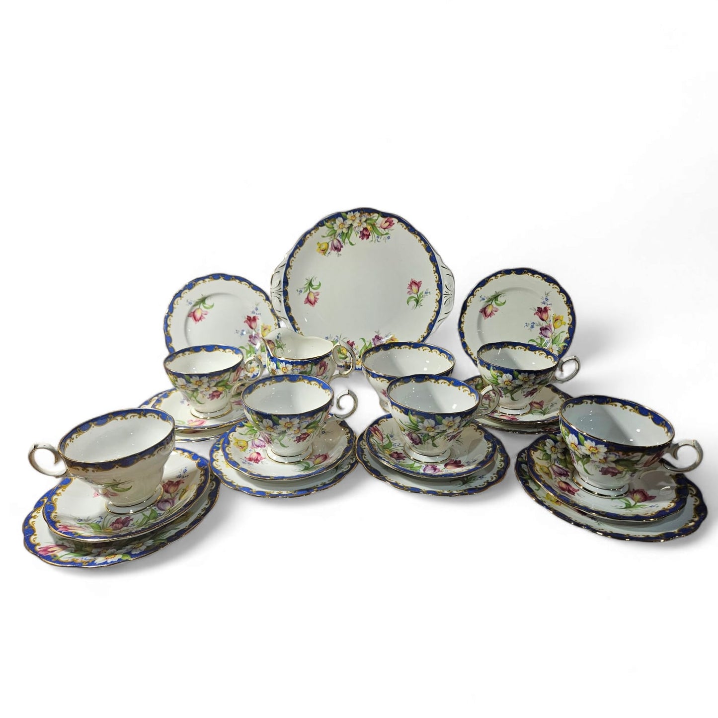 Vintage BELL China "NARCISSUS" (Blue) bone china tea-set 23 pieces