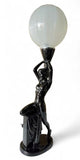 Art Deco Black Glossy Ceramic Nude Feminine Form Table Lamp, c.1960s