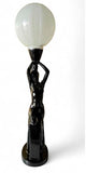 Art Deco Black Glossy Ceramic Nude Feminine Form Table Lamp, c.1960s