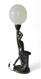 Art Deco Black Glossy Ceramic Nude Feminine Form Table Lamp, c.1960s