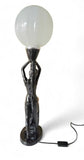 Art Deco Black Glossy Ceramic Nude Feminine Form Table Lamp, c.1960s