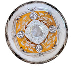 Large Bohemian Huta Szkła Julia amber-overlay cut-to clear crystal Vase c. 1960