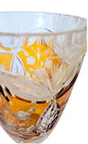 Large Bohemian Huta Szkła Julia amber-overlay cut-to clear crystal Vase c. 1960