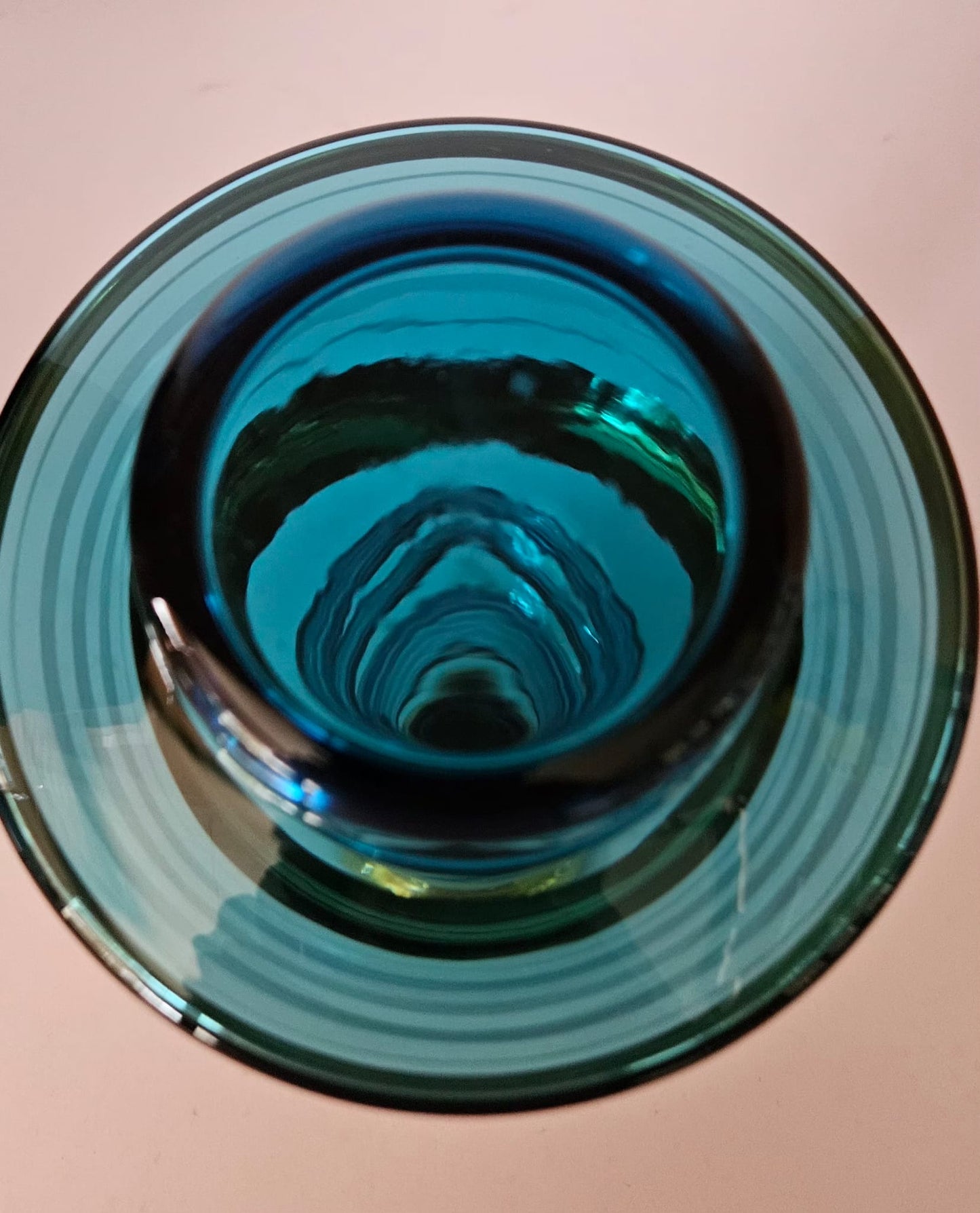 Bohemian Blue and Gold Striped Glass Decanter set