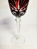 Set of 8 x Vintage Crystal 8.5” Ruby Red Cut to Clear Hock Wine Glasses