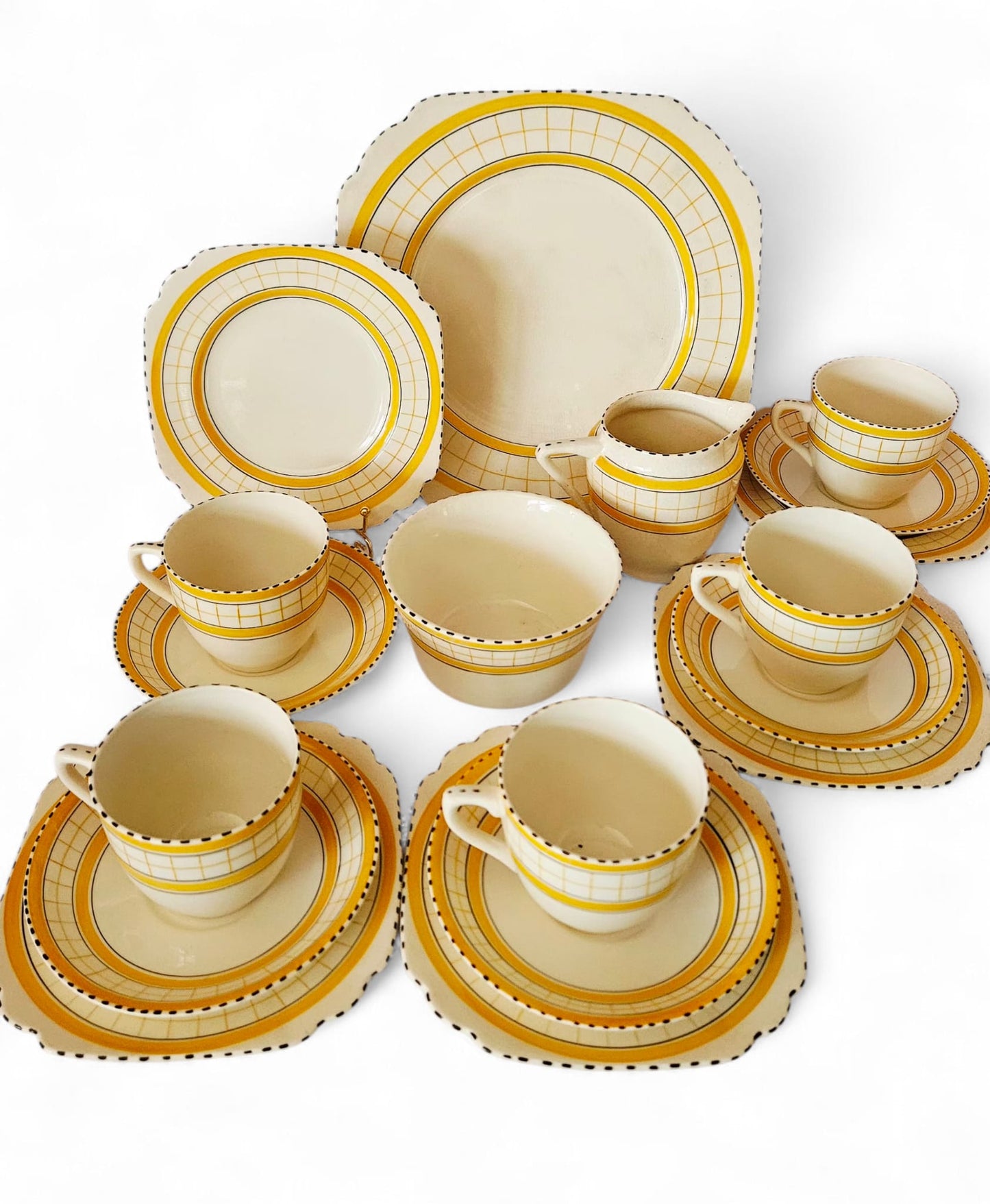 1950s Vintage Cottage Yellow British Anchor Pottery 18 pcs teaset