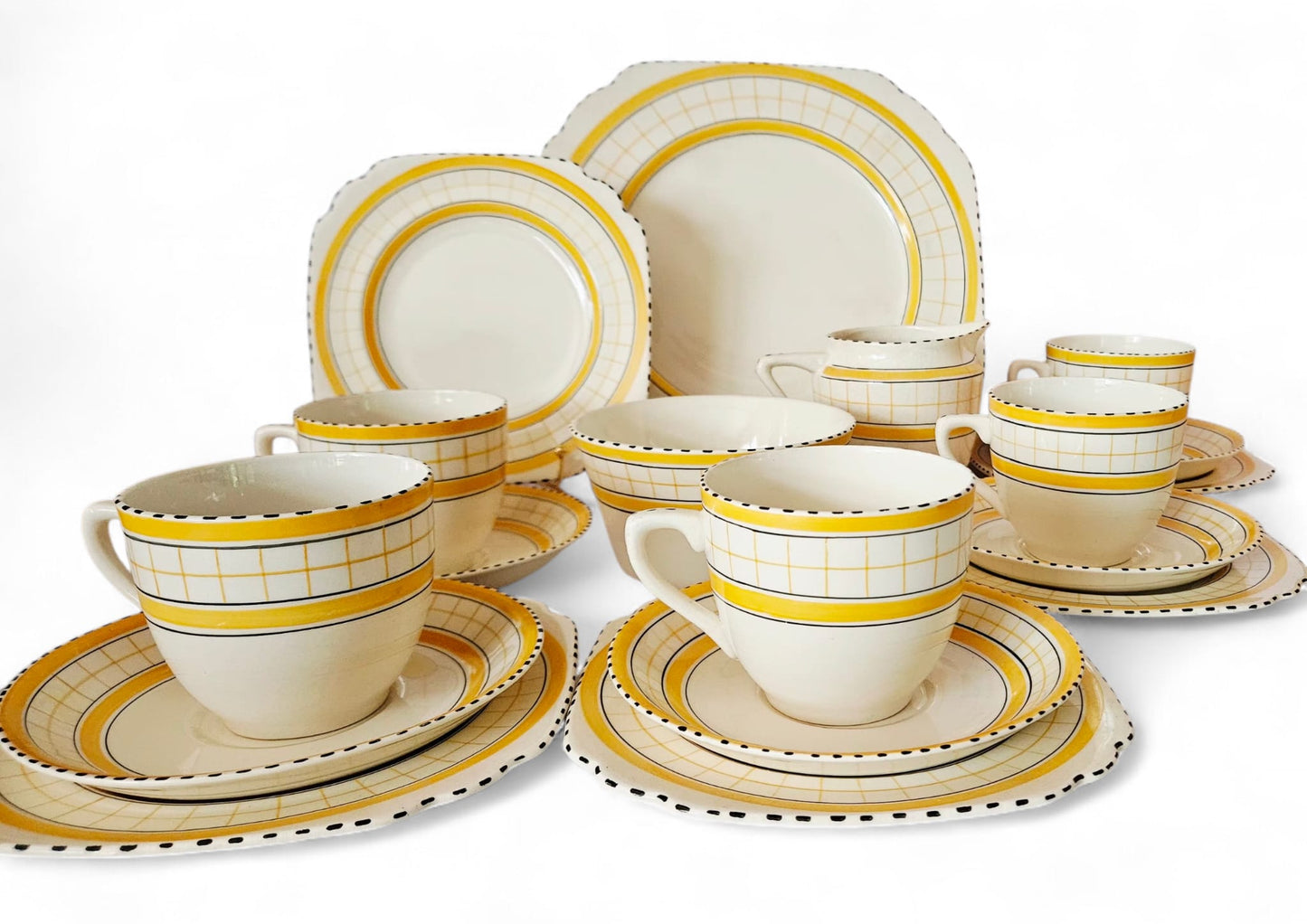 1950s Vintage Cottage Yellow British Anchor Pottery 18 pcs teaset