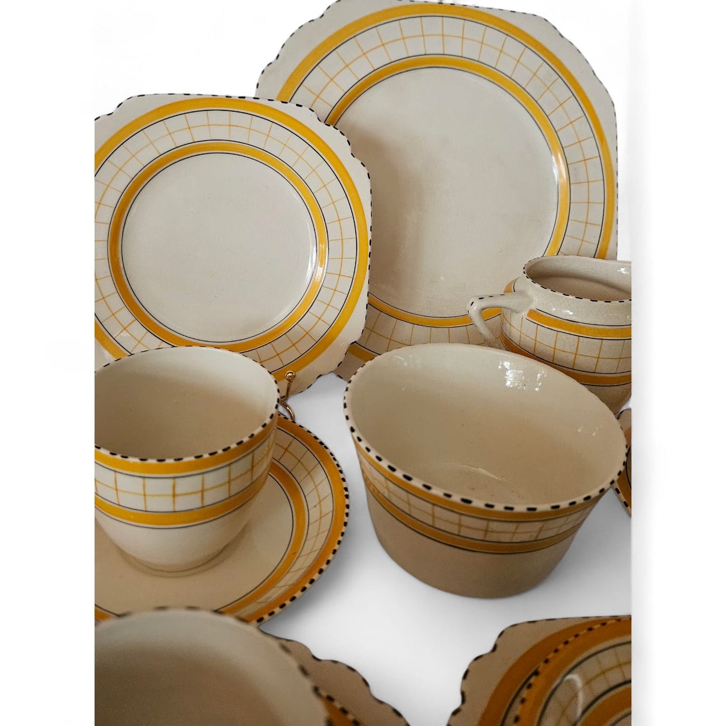 1950s Vintage Cottage Yellow British Anchor Pottery 18 pcs teaset