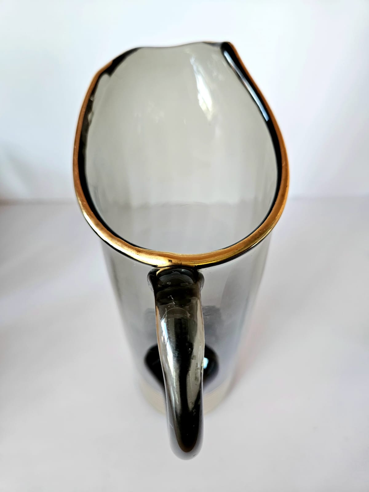 MCM Limonade Set - Tall Smoke & Gold Stripes jug with 6 highball tumblers