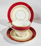 Aynsley Art Deco Burgundy Tea Trio #7411 c.1930 - 1934