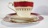 Aynsley Art Deco Burgundy Tea Trio #7411 c.1930 - 1934