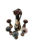 Burgundy hand painted glass liqueur set circa 1920