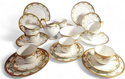 Antique C. Ahrenfeldt Limoges 27 pcs Tea Set Patented (c. 1894-1930)