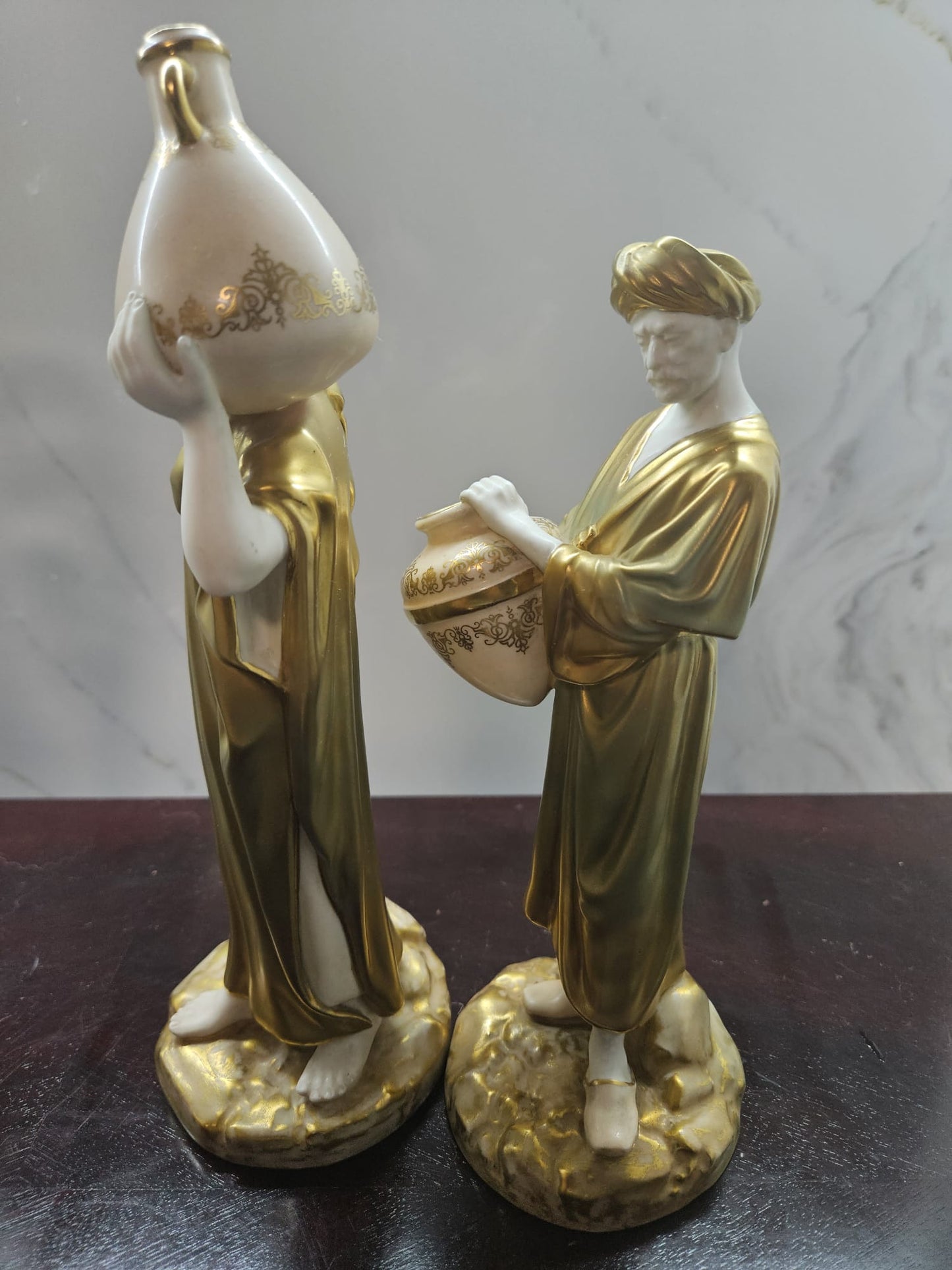 Pair of Antique Cairo Water Carriers by Royal Worcester