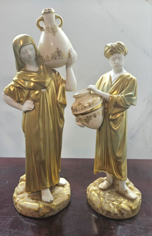 Pair of Antique Cairo Water Carriers by Royal Worcester