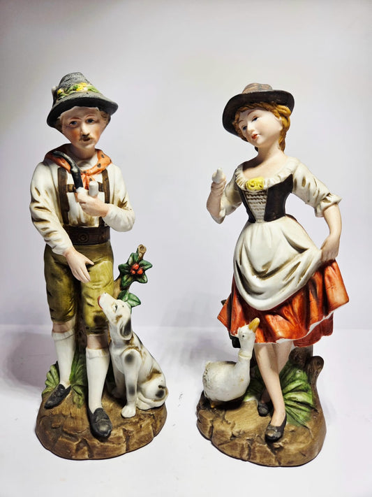 Capodimonte Bisque Porcelain Figurine Set -Tyrol Country side