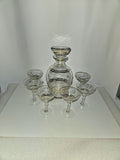Elegant Carafe Liquor set etched with gold rims 7pc