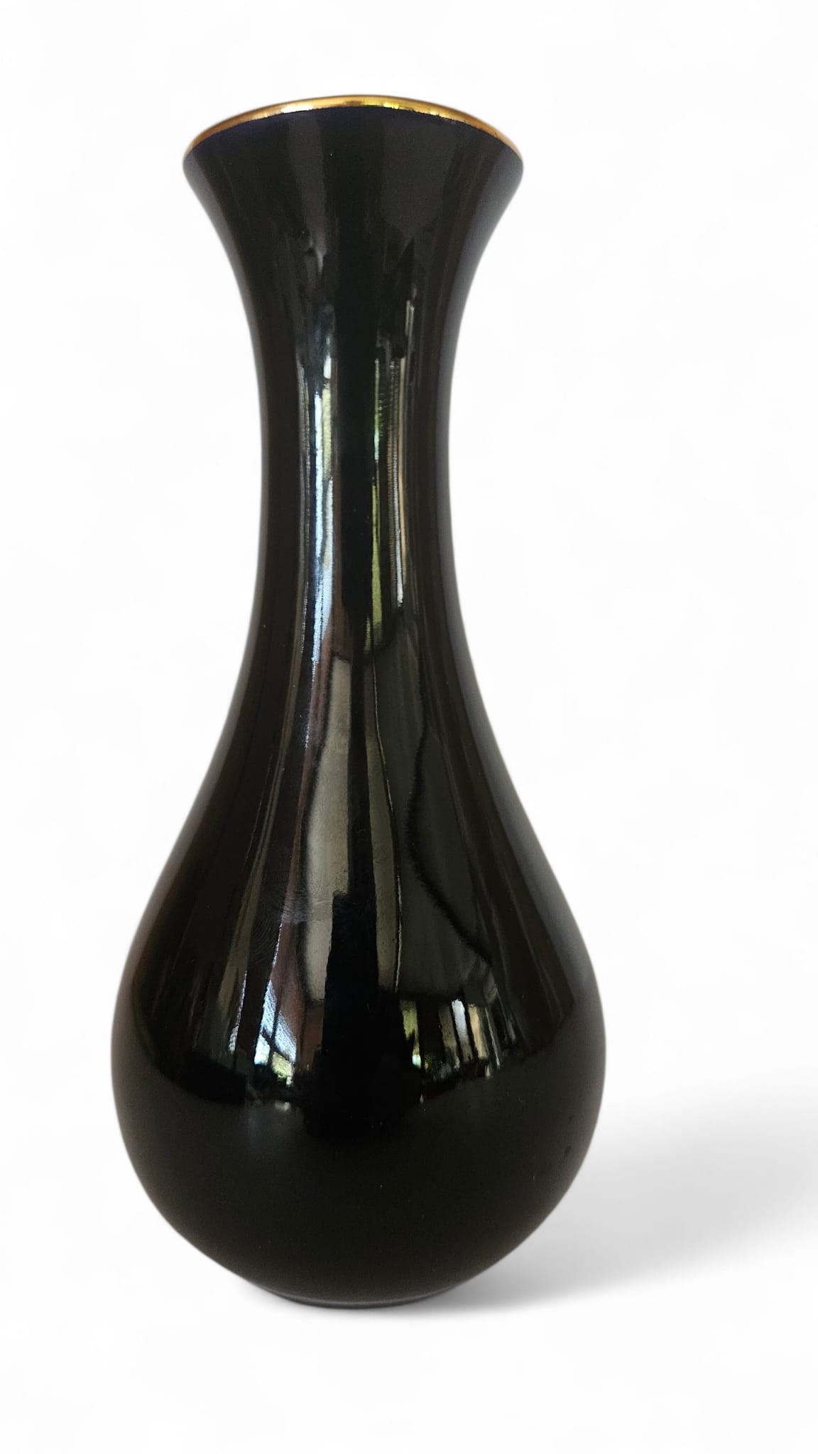 Limoges Castel Cobalt Blue Vase-22k Gold Trim - Bows and Roses