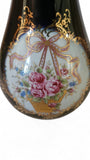 Limoges Castel Cobalt Blue Vase-22k Gold Trim - Bows and Roses