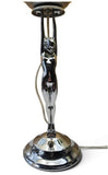 Art Deco "DIANE" Lamp, Chrome base w/ large cream stepped glass shade c1930s