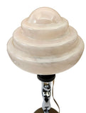 Art Deco "DIANE" Lamp, Chrome base w/ Pink mottled glass shade c.1930s