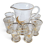 Mid Century Lemonade Glasses (6) and Jug Set - Golden Swallows