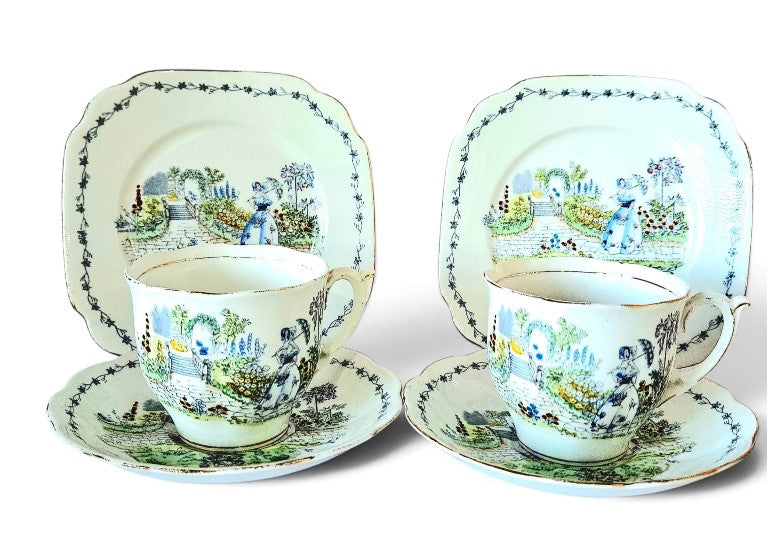 2 x Shore and Coggins Bell China 2544 Crinoline Lady Trio