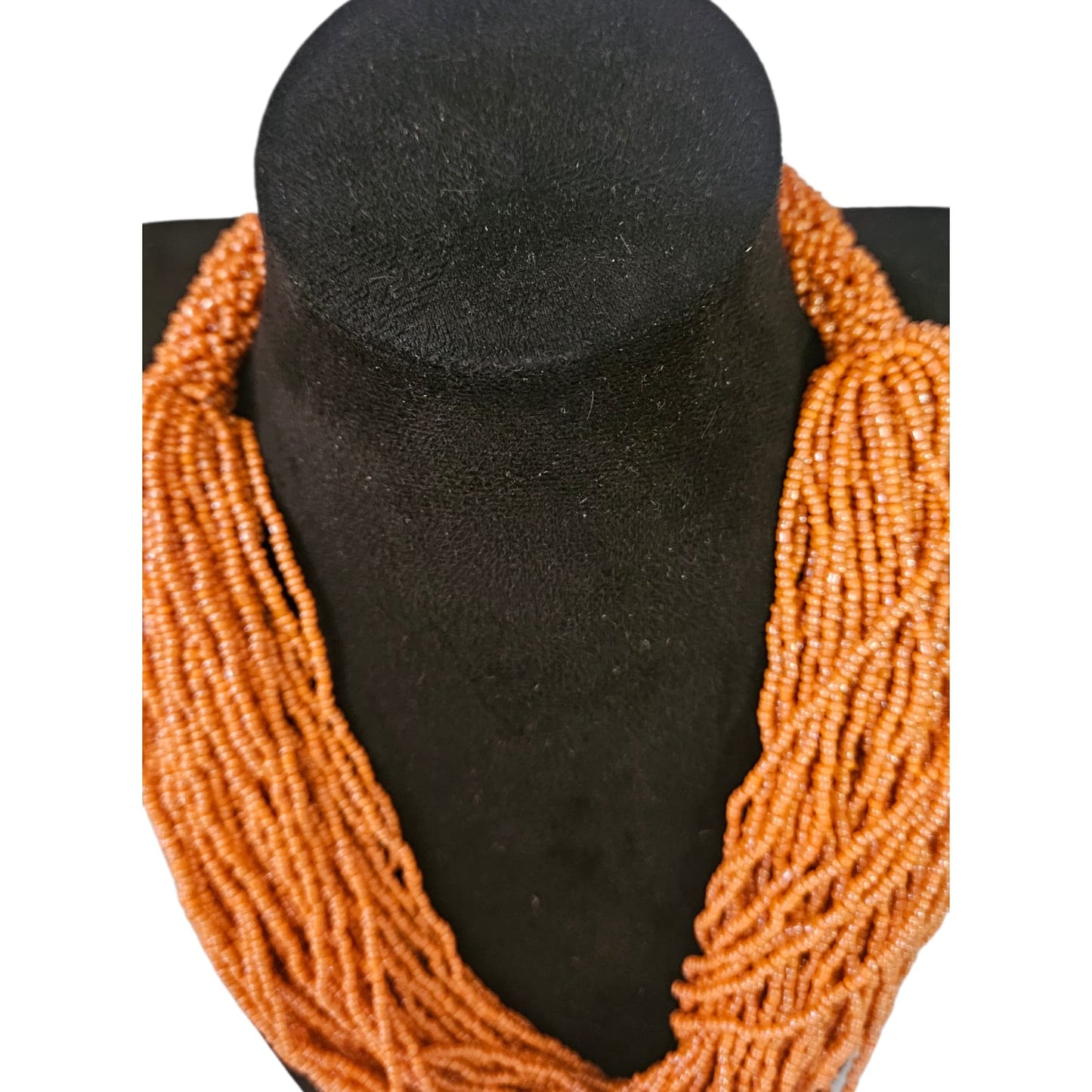 Vintage African Artisanal 50cm Orange Beaded Necklace