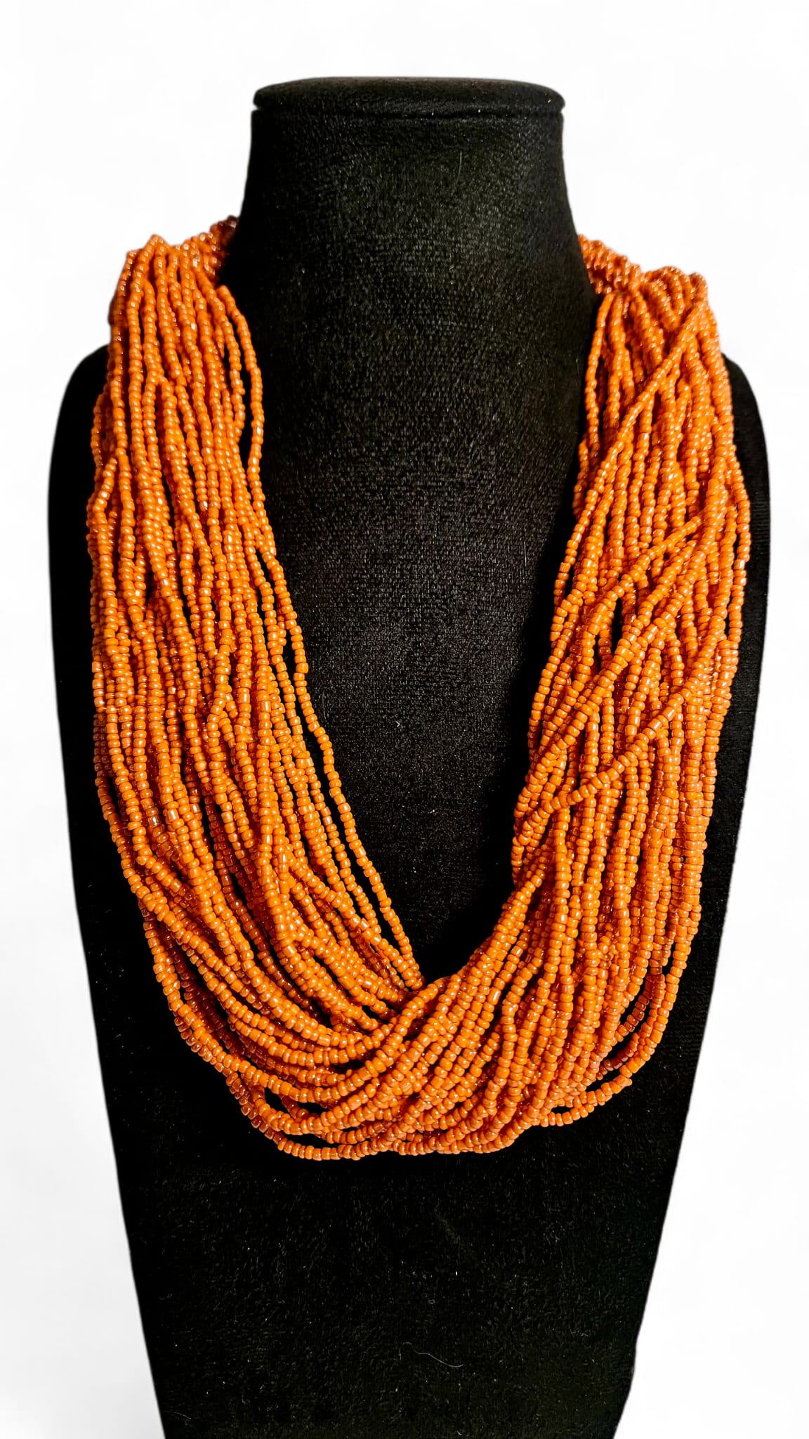 Vintage African Artisanal 50cm Orange Beaded Necklace