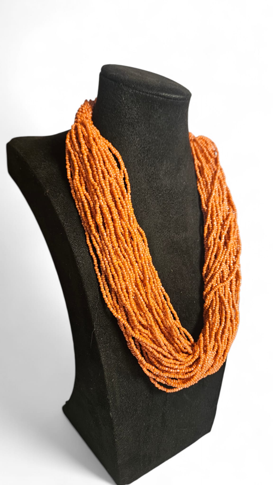 Vintage African Artisanal 50cm Orange Beaded Necklace