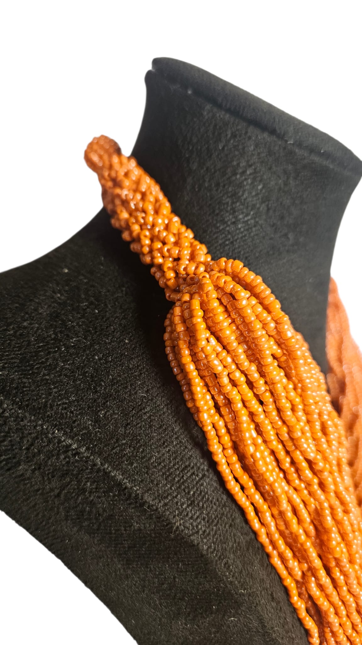 Vintage African Artisanal 50cm Orange Beaded Necklace