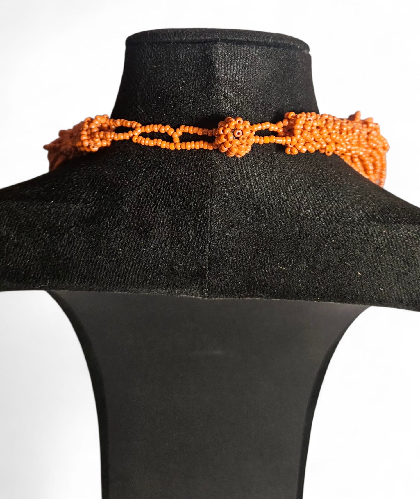 Vintage African Artisanal 50cm Orange Beaded Necklace