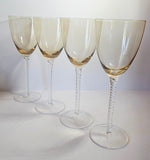 4 x Large Cristal D'Arques Sophia twist stem Wine/Water glasses in Amber Crystal