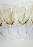 4 x Large Cristal D'Arques Sophia twist stem Wine/Water glasses in Amber Crystal