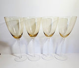 4 x Large Cristal D'Arques Sophia twist stem Wine/Water glasses in Amber Crystal
