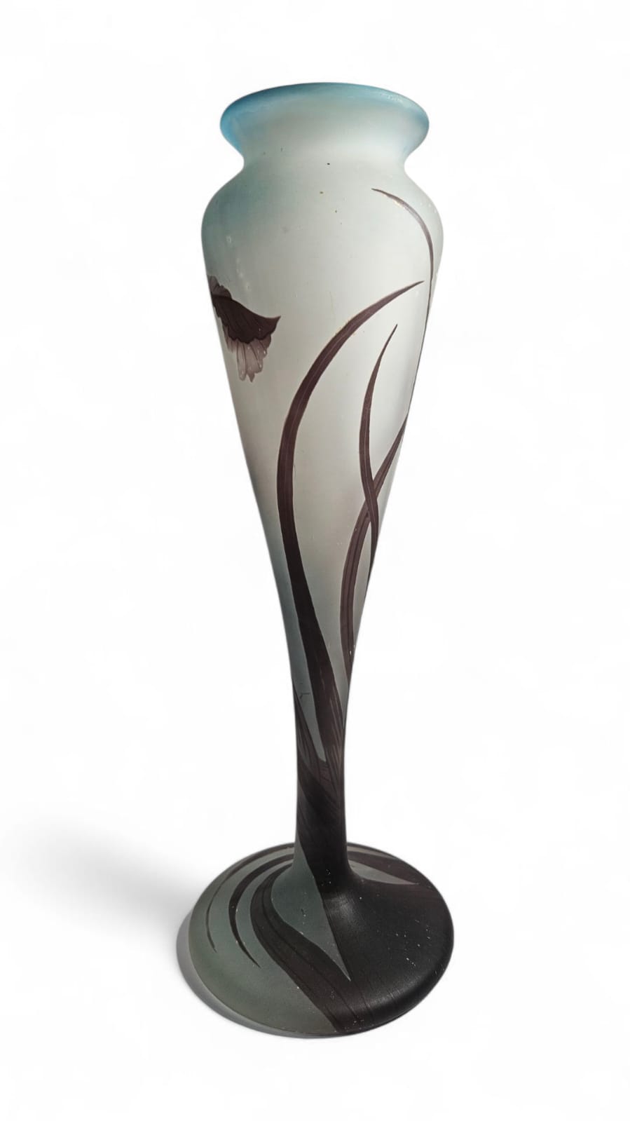 Rare Art Nouveau French cameo glass vase produced by Croismare for Muller Frères 1920s