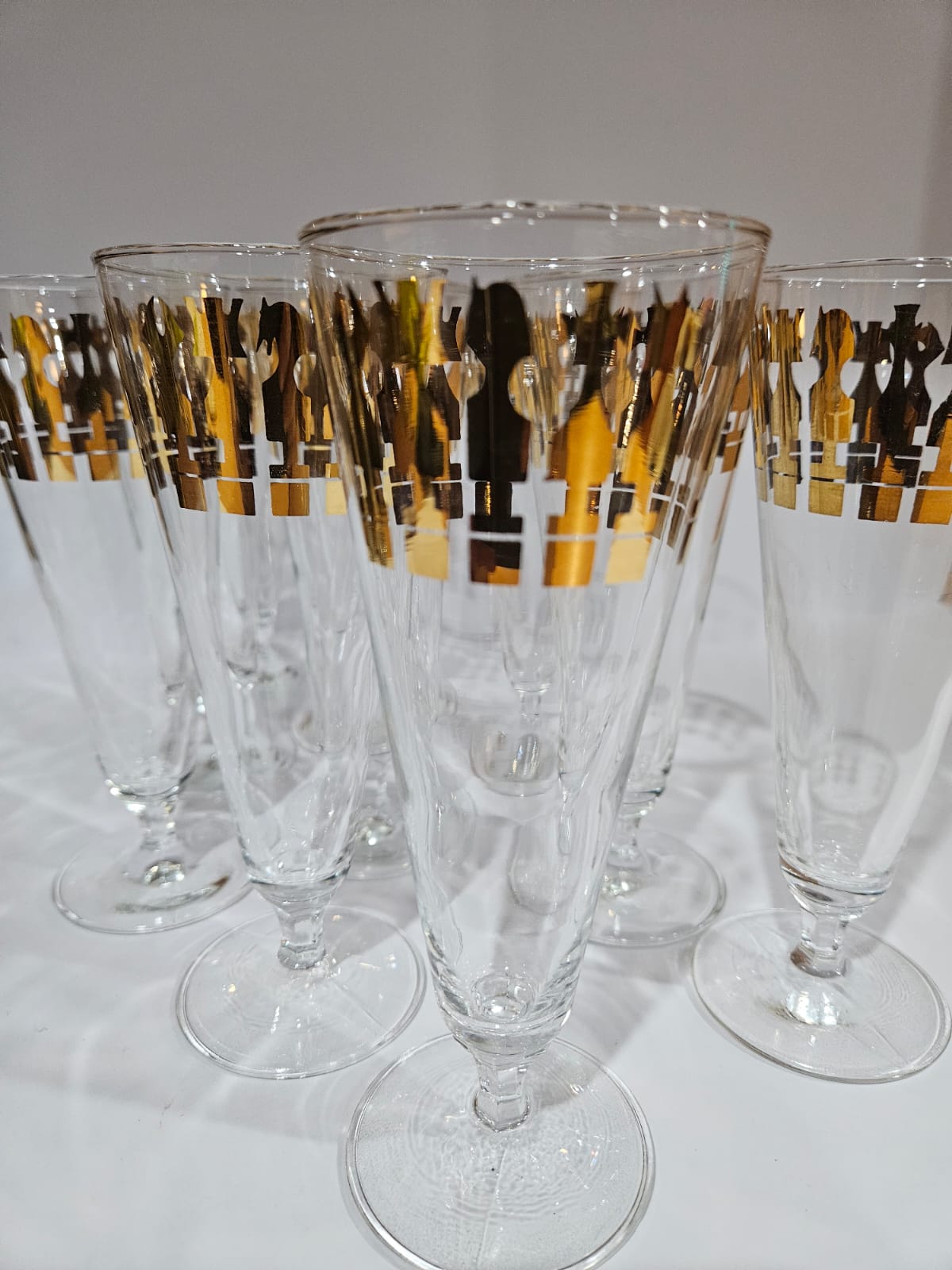 MCM Vintage Set of 10 Footed Cocktail Glasses CROWN CHESS, Australia