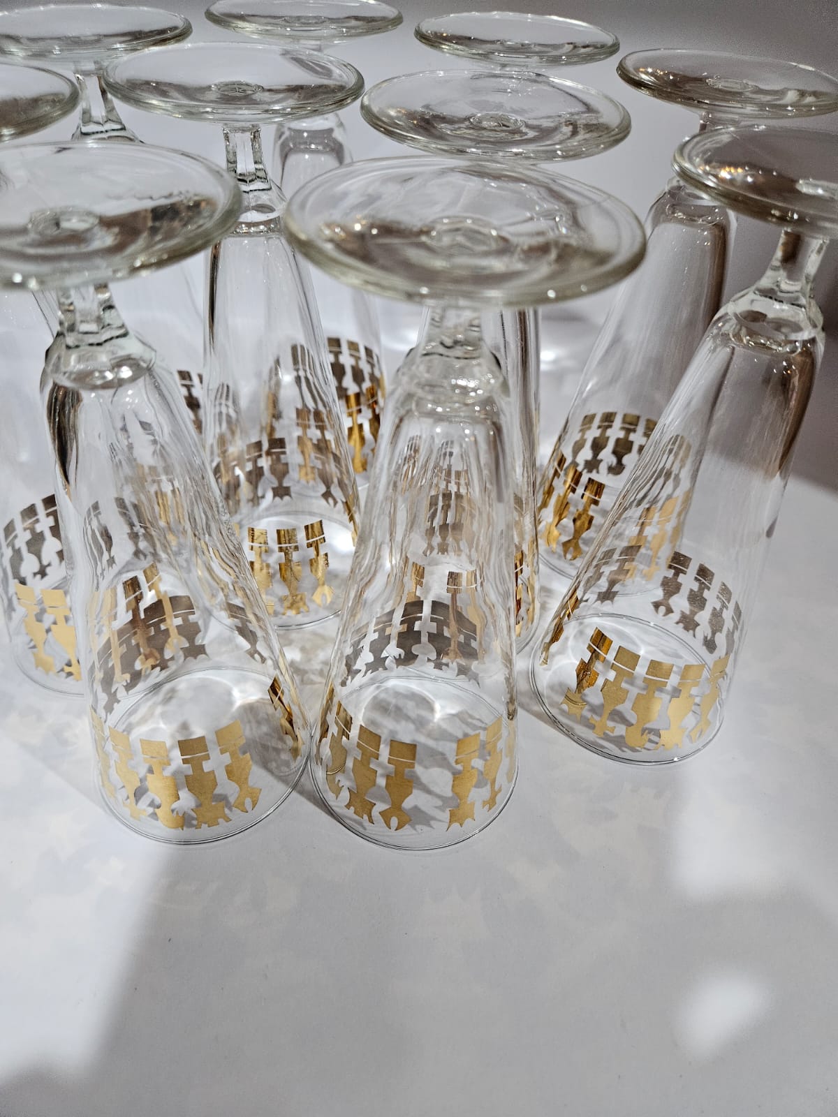 MCM Vintage Set of 10 Footed Cocktail Glasses CROWN CHESS, Australia