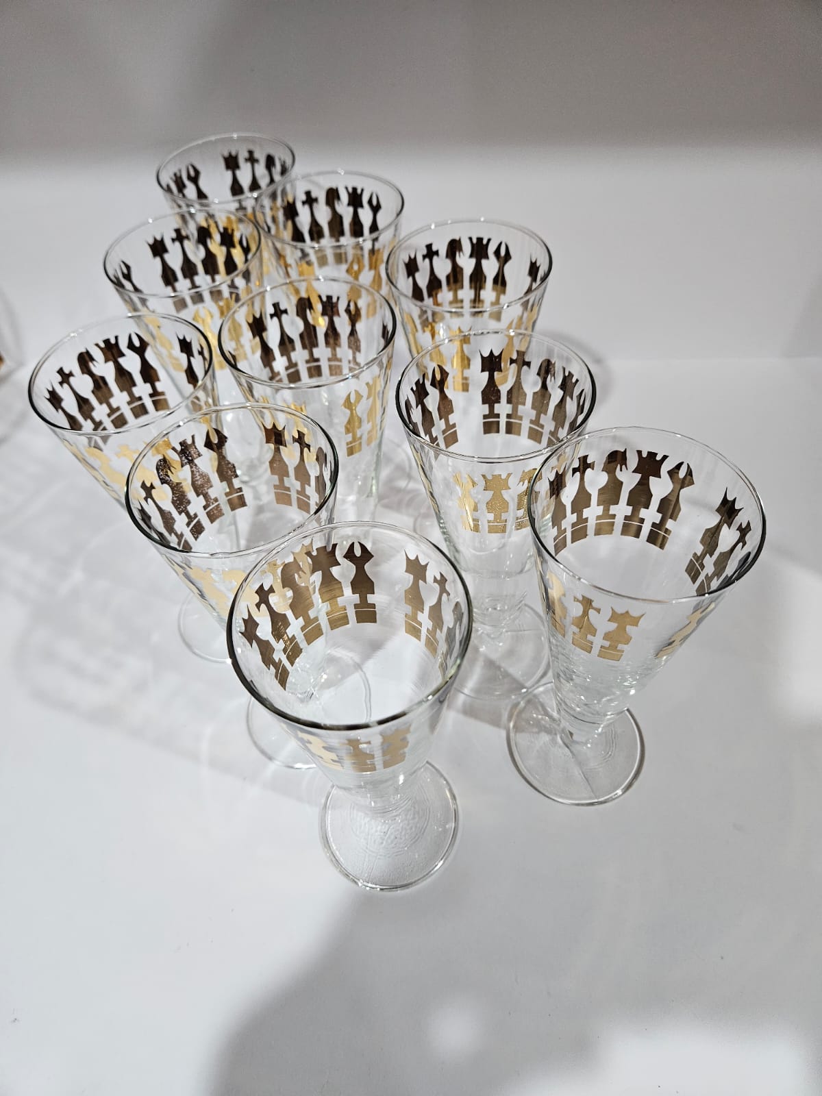MCM Vintage Set of 10 Footed Cocktail Glasses CROWN CHESS, Australia