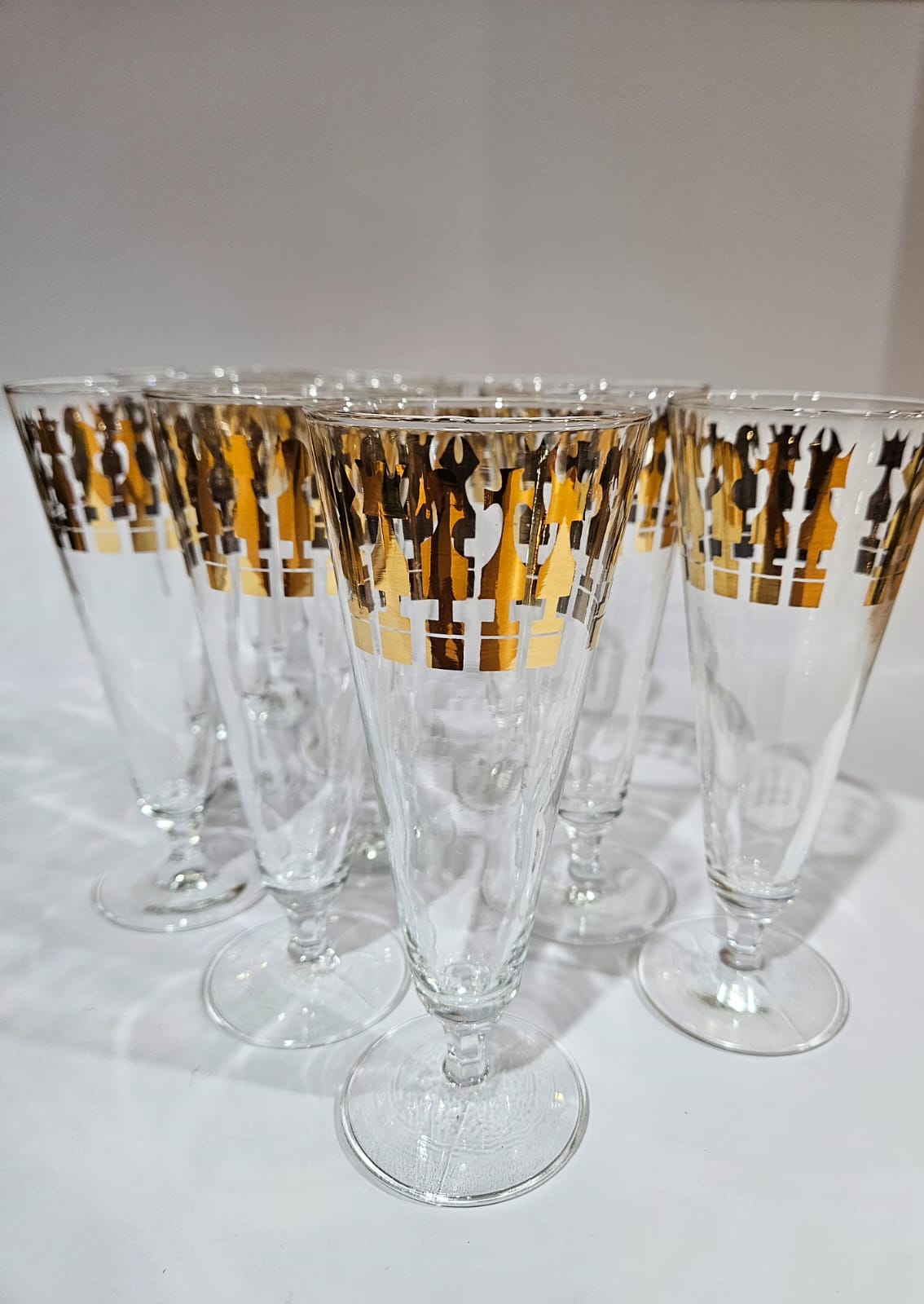 MCM Vintage Set of 10 Footed Cocktail Glasses CROWN CHESS, Australia