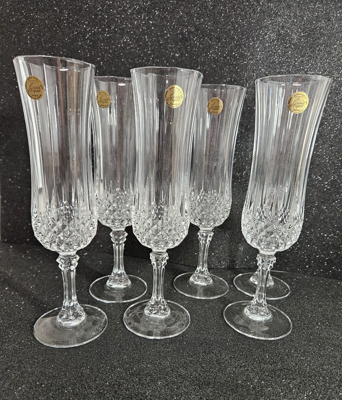 6 x Fluted Champagne Longchamp by Cristal D'Arques-Durand