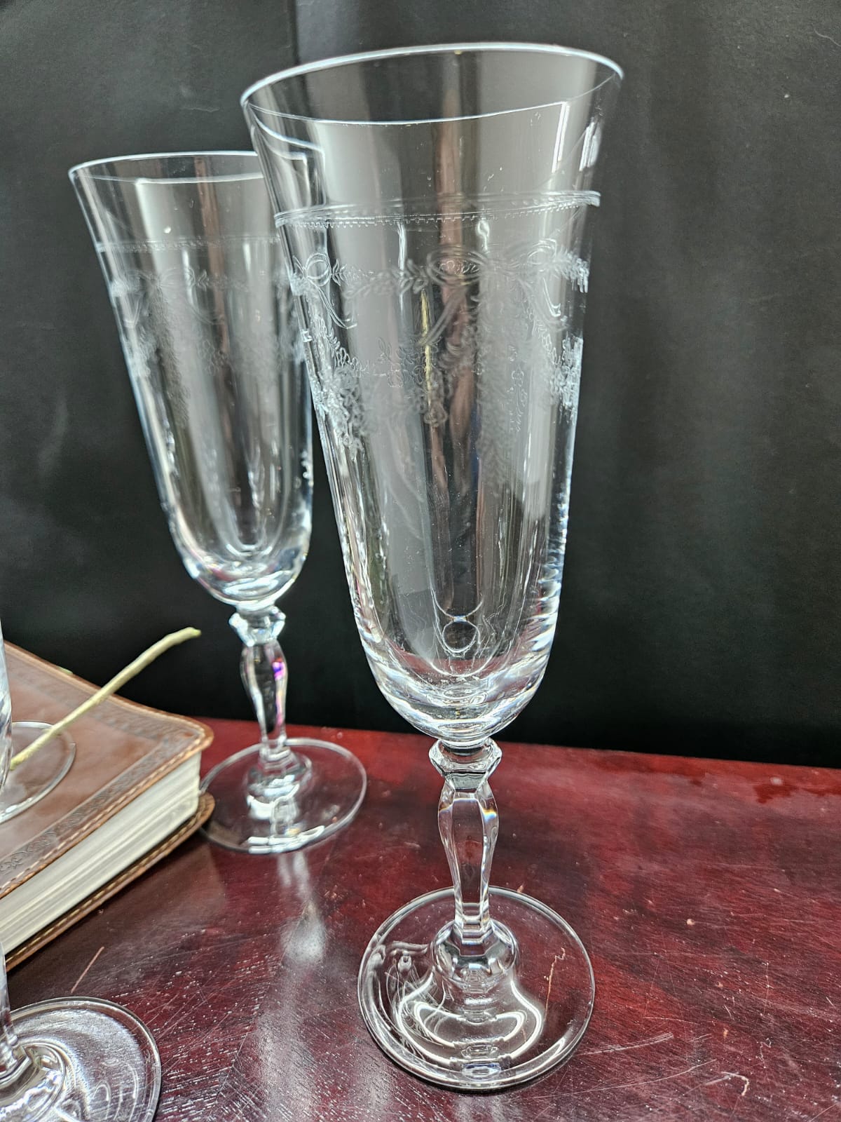 Set of 4 x Cristal D'Arques-Villiers Ventoux Champagne Flutes 1970s