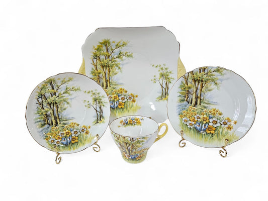 Shelley "Daffodil Time" #13370 Trio and Cake Plate